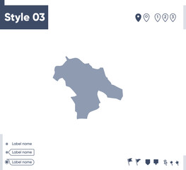 Kohgiluyeh And Boyer Ahmad, Iran - map isolated on white background. Outline map. Vector map. Shape map.