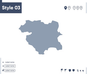 Obraz premium Kurdistan, Iran - map isolated on white background. Outline map. Vector map. Shape map.