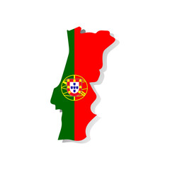 Country map with flag. Portugal map and flag . Portugal detailed map with flag of country. Vector