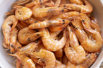 fried shrimps in a ceramic bowl