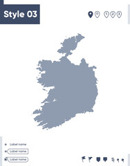 Ireland - map isolated on white background. Outline map. Vector map. Shape map.