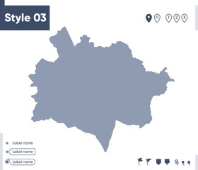 Obraz premium East Kazakhstan, Kazakhstan - map isolated on white background. Outline map. Vector map. Shape map.