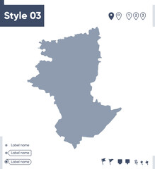 Kostanay, Kazakhstan - map isolated on white background. Outline map. Vector map. Shape map.