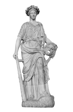 recommend clip art: Ancient marble statue of Melpomene Goddess of Tragedy. Antique female sculpture. Sculpture isolated on white background with clipping path