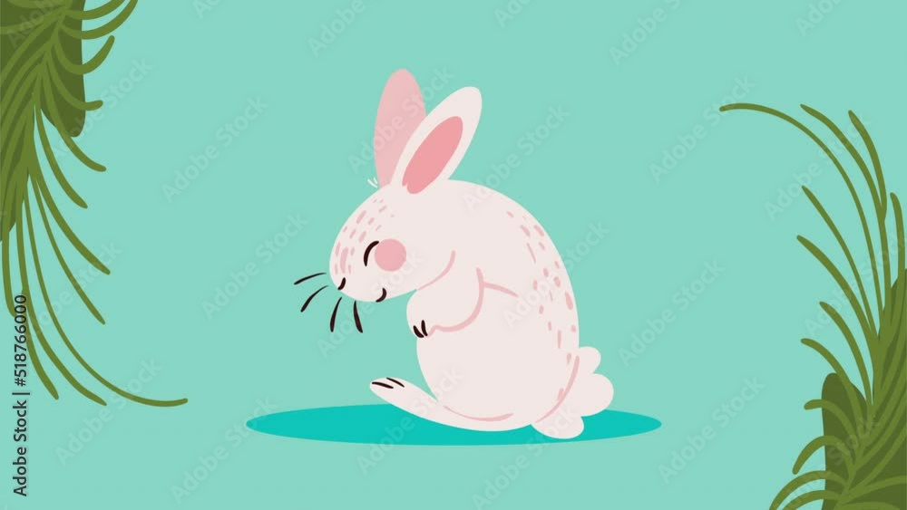 Canvas Prints cute white rabbit animal animation