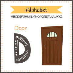 English uppercase alphabet letters on a white background. Letter D. Vector illustration