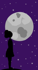 Woman looking at the night sky