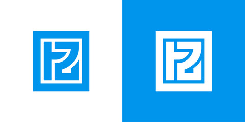 Geometric letter HZ or ZH logo template,  square shape monogram logo, creative typography logo