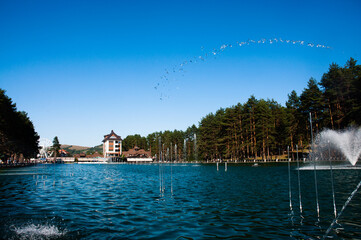 Fototapeta na wymiar Zlatibor Lake, Serbia, center of Zlatibor.