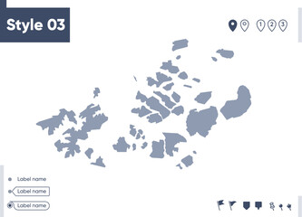 Naklejka premium Arkhangelsk Region Part 03, Russia - map isolated on white background. Outline map. Vector map. Shape map.