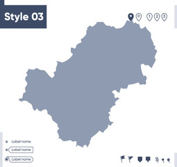 Kaluga Region, Russia - map isolated on white background. Outline map. Vector map. Shape map.