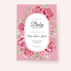 rose pink baby shower invitation template