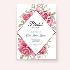 rose pink bridal shower invitation template