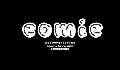 Obraz premium Comic font, cartoon alphabet in the graffiti style, letters and numbers