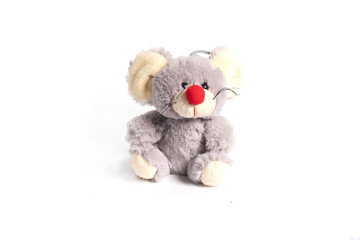 Fluffy toy mouse isolated on white background