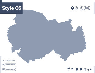 Obraz premium Novosibirsk Region, Russia - map isolated on white background. Outline map. Vector map. Shape map.