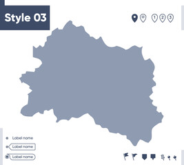 Orel Region, Russia - map isolated on white background. Outline map. Vector map. Shape map.