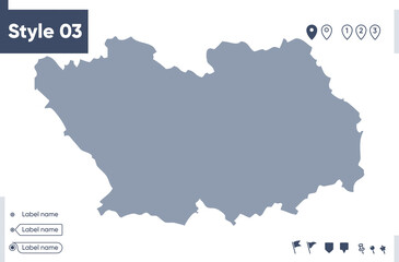 Fototapeta premium Penza Region, Russia - map isolated on white background. Outline map. Vector map. Shape map.