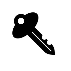 Key black vector icon isolated on white background