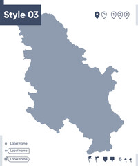 Obraz premium Serbia - map isolated on white background. Outline map. Vector map. Shape map.