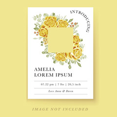 baby announcement with yellow rose decoration template