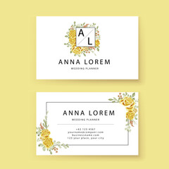 business business card with yellow rose decoration