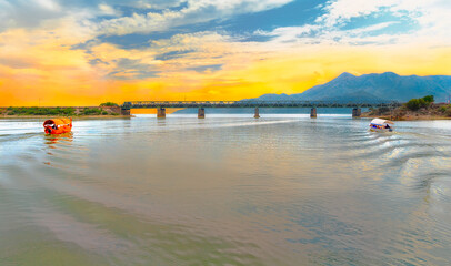 Pleasure boats on Skadar Lake. Montenegro