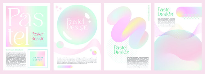 Gradient background vector. Cute and minimalist style posters, Pastel colorful geometric shapes and liquid color. Modern poster design for social media, website, banner, offers, pamphlets, book cover.