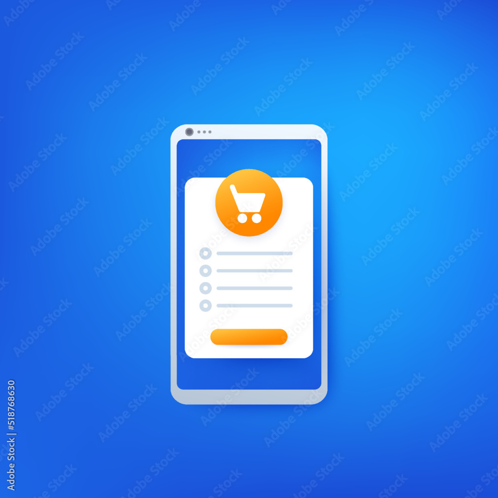 Sticker mobile shopping icon, vector design