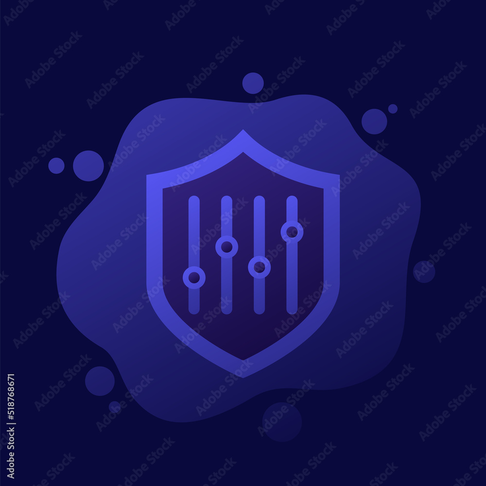 Poster security settings icon with a shield, vector design