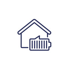 home battery line icon, vector