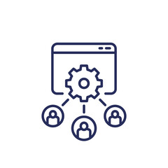 load testing line icon, multiple users accessing service