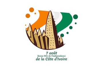 translation: August 7, Independence day of Côte d'Ivoire. vector illustration. Suitable for greeting card, poster and banner.