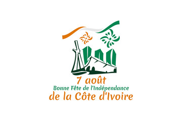 translation: August 7, Independence day of Côte d'Ivoire. vector illustration. Suitable for greeting card, poster and banner.