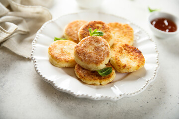 Traditional homemade cottage cheese cakes