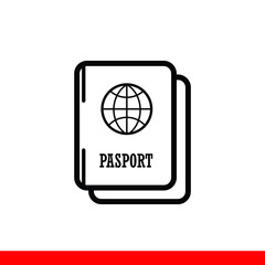 international passport for travel, vector line icons