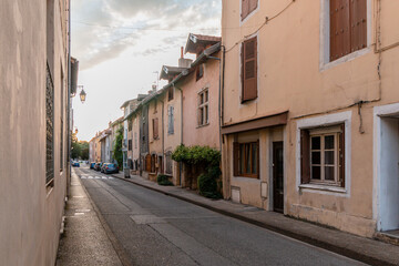 Cremieu medieval old tradition street - France Europe - Advertisement free