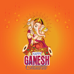 illustration of Lord Ganpati for Ganesh Chaturthi festival of India, Ganesh chaturthi for greeting,card, poster background.