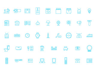 ネオン風家電日用品アイコンセット