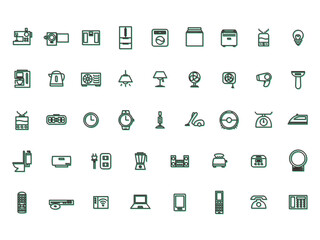 カラーシャドウの家電日用品アイコンセット