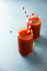 Freshly made tomato drink served for two