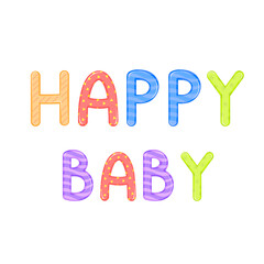 children s words happy baby white background vector graphics