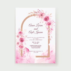 soft pink watercolor floral wedding invitation template