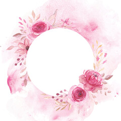 soft pink watercolor flower frame with white space