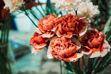 rustic orange red flowers with long stems