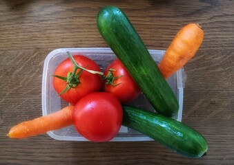 fresh vegetables on wooden table