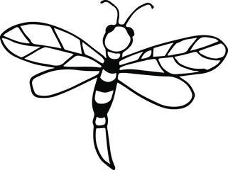 Wasp illustration. Hand-drawn doodles illustration.
Line art.