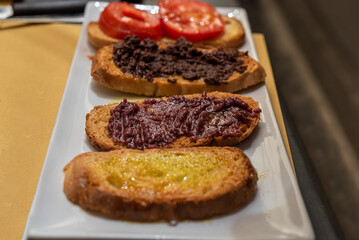 Mixed Bruschetta Toasted Bread with Toppings