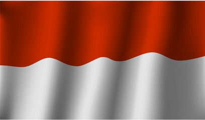 Waving Flag of Indonesia or Monaco Vector Background Illustration