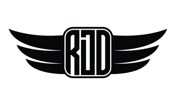 RDO three Letter Wings Flying Initial wing symbol minimalist creative concept flag icon professional logo design Vector template with abstract black and white tattoo